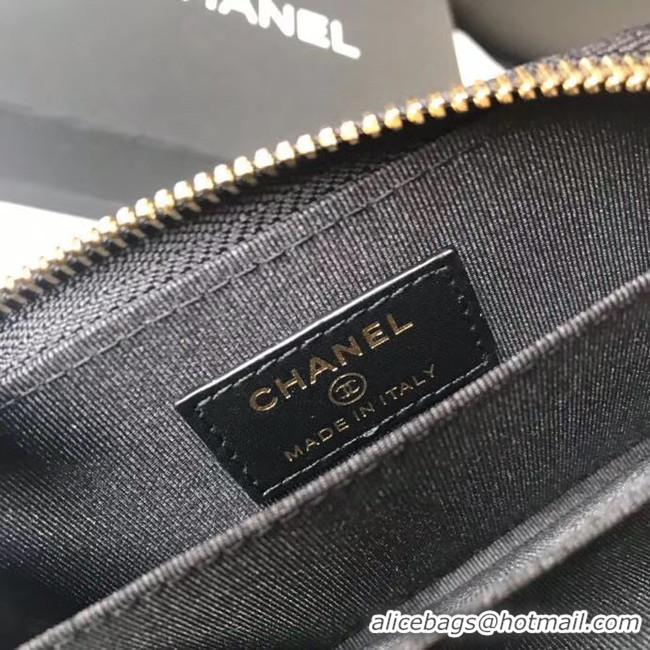 Top Design CHANEL 19 Grained Calfskin & Gold-Tone Metal Wallet AP1842 black