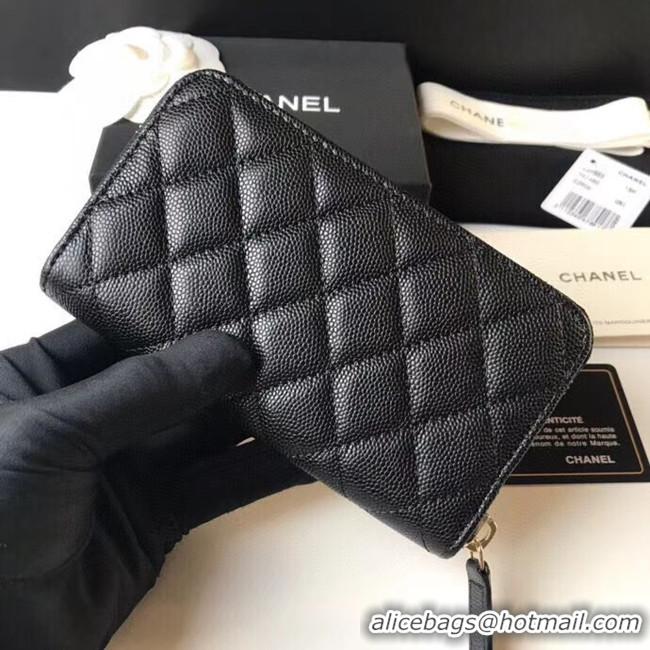 Buy Luxury CHANEL 19 Grained Calfskin & Gold-Tone Metal Wallet AP1837 black