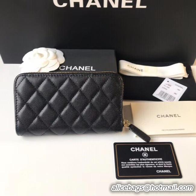 Buy Luxury CHANEL 19 Grained Calfskin & Gold-Tone Metal Wallet AP1837 black