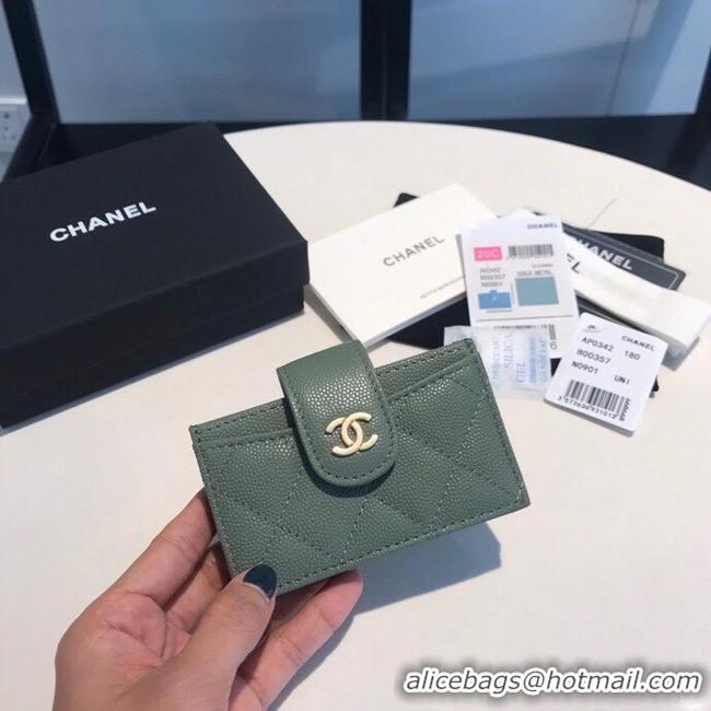 Modern Classic Chanel card holder AS0342 blackish green