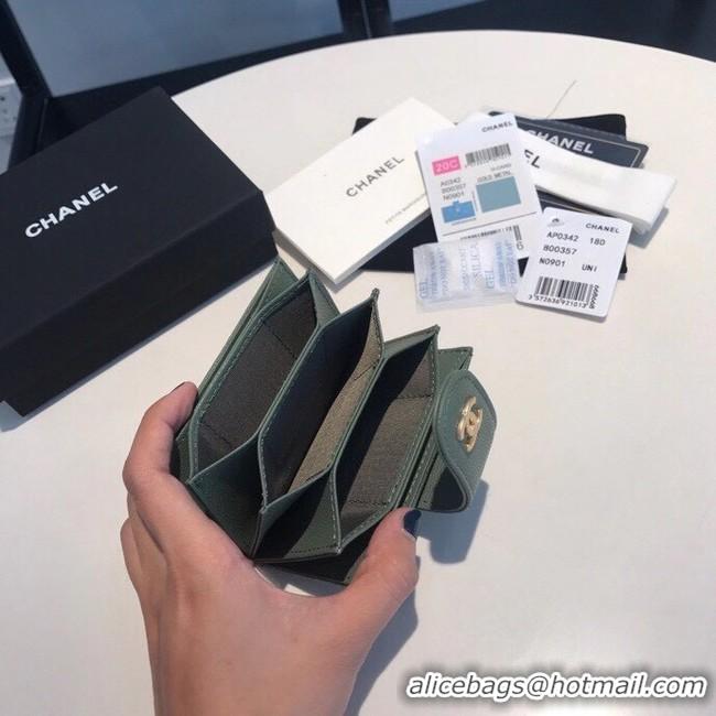 Modern Classic Chanel card holder AS0342 blackish green