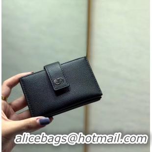 Good Quality DIOR 30 MONTAIGNE 5-GUSSET CARD HOLDER Grained Calfskin S2058 Black