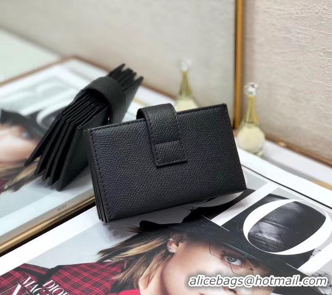 Good Quality DIOR 30 MONTAIGNE 5-GUSSET CARD HOLDER Grained Calfskin S2058 Black