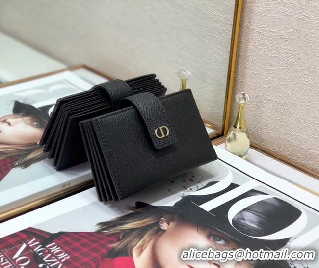 Good Quality DIOR 30 MONTAIGNE 5-GUSSET CARD HOLDER Grained Calfskin S2058 Black