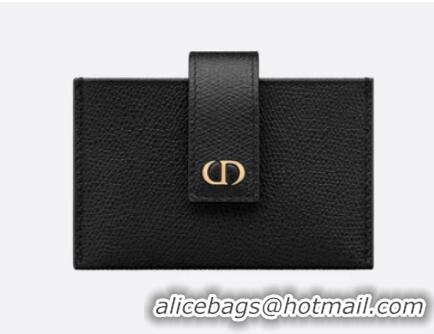 Good Quality DIOR 30 MONTAIGNE 5-GUSSET CARD HOLDER Grained Calfskin S2058 Black