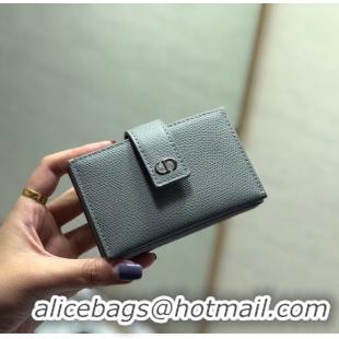 Top Quality DIOR 30 MONTAIGNE 5-GUSSET CARD HOLDER Grained Calfskin S2058 grey