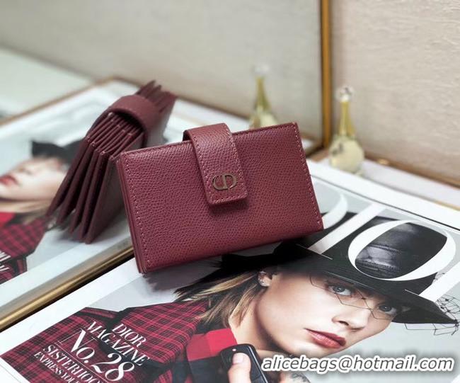 Good Quality DIOR 30 MONTAIGNE 5-GUSSET CARD HOLDER Grained Calfskin S2058 fuchsia