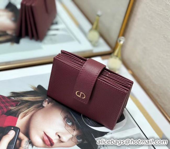 Good Quality DIOR 30 MONTAIGNE 5-GUSSET CARD HOLDER Grained Calfskin S2058 fuchsia