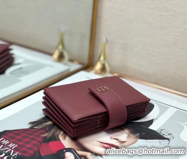 Good Quality DIOR 30 MONTAIGNE 5-GUSSET CARD HOLDER Grained Calfskin S2058 fuchsia