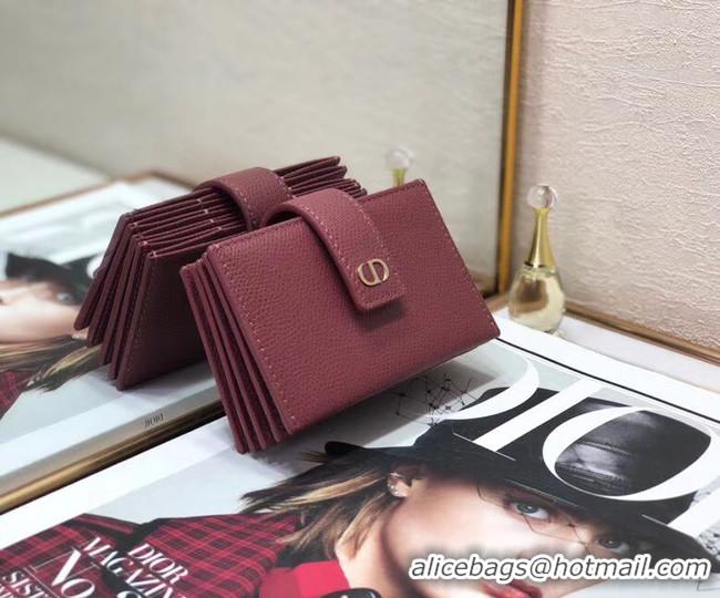 Good Quality DIOR 30 MONTAIGNE 5-GUSSET CARD HOLDER Grained Calfskin S2058 fuchsia