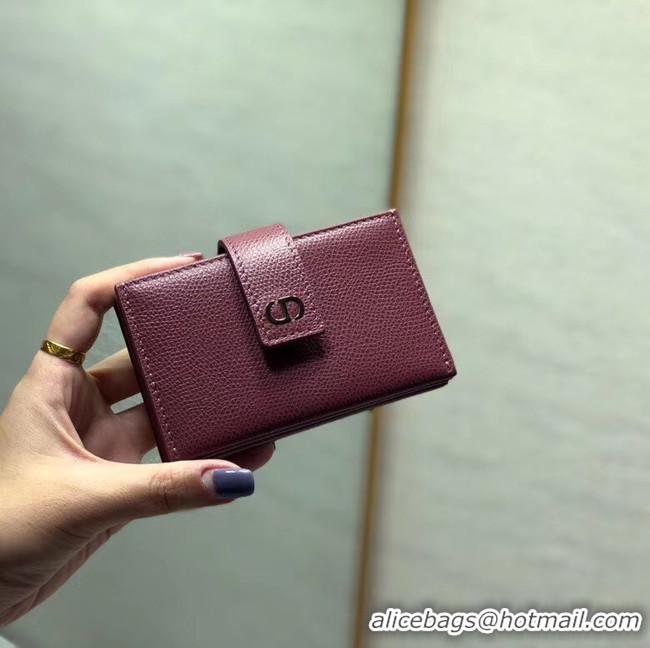 Good Quality DIOR 30 MONTAIGNE 5-GUSSET CARD HOLDER Grained Calfskin S2058 fuchsia