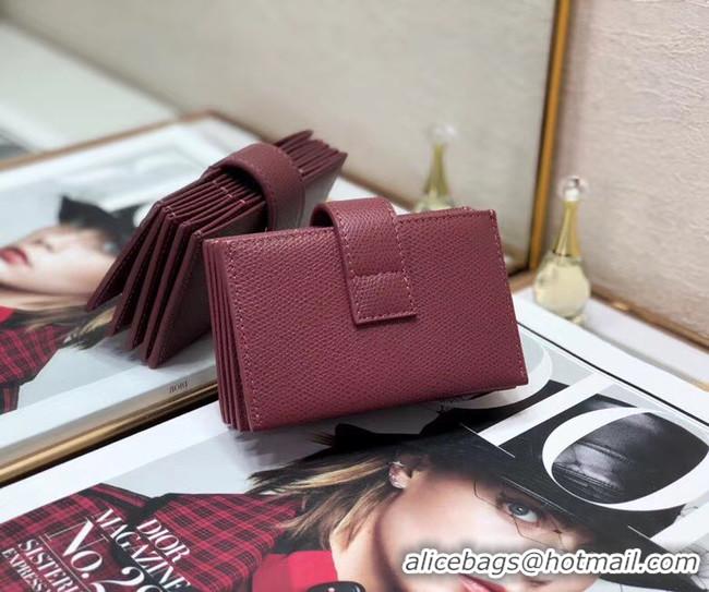 Good Quality DIOR 30 MONTAIGNE 5-GUSSET CARD HOLDER Grained Calfskin S2058 fuchsia