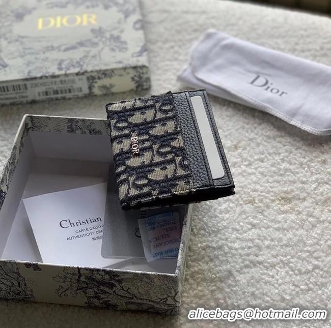 Buy Cheapest Dior 30 MONTAIGNE FLAT CARD HOLDER Blue Dior Oblique Jacquard S2098