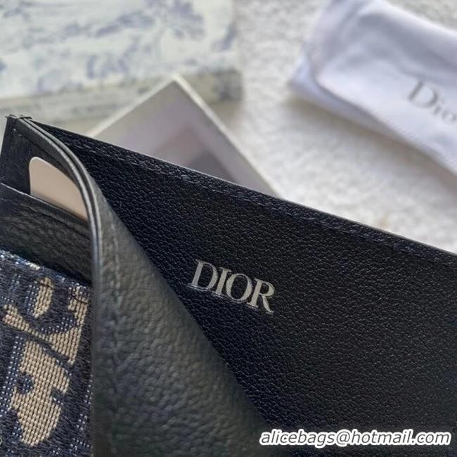 Buy Cheapest Dior 30 MONTAIGNE FLAT CARD HOLDER Blue Dior Oblique Jacquard S2098