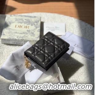 Classic Grade MINI LADY DIOR WALLET Cannage Lambskin S0178 black