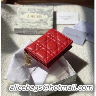 Pretty Style MINI LADY DIOR WALLET Cannage Lambskin S0178 red