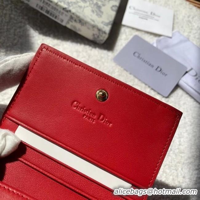 Pretty Style MINI LADY DIOR WALLET Cannage Lambskin S0178 red