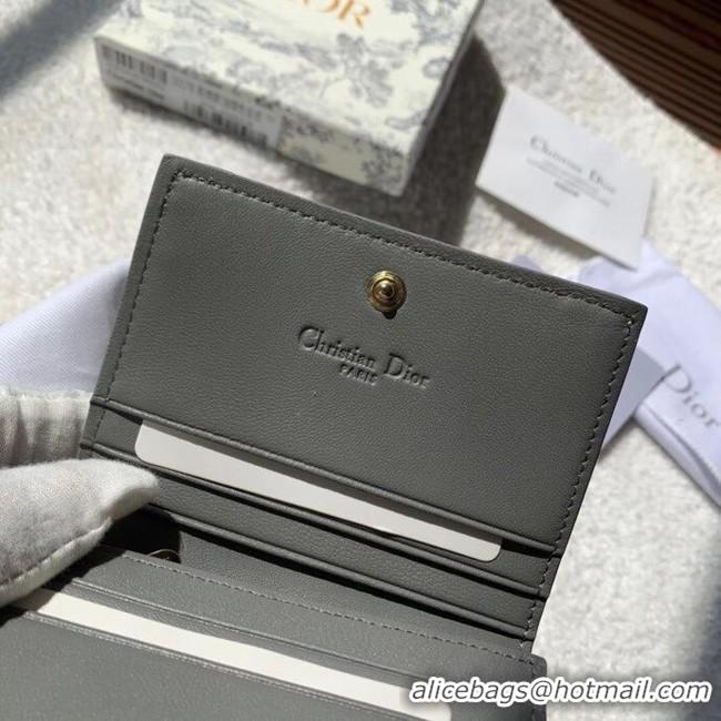 Low Cost MINI LADY DIOR WALLET Cannage Lambskin S0178 grey