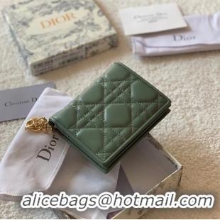 Buy Cheapest MINI LADY DIOR WALLET Cannage Lambskin S0178 green