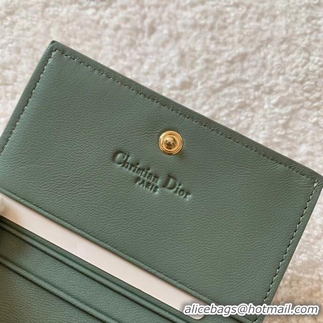 Buy Cheapest MINI LADY DIOR WALLET Cannage Lambskin S0178 green