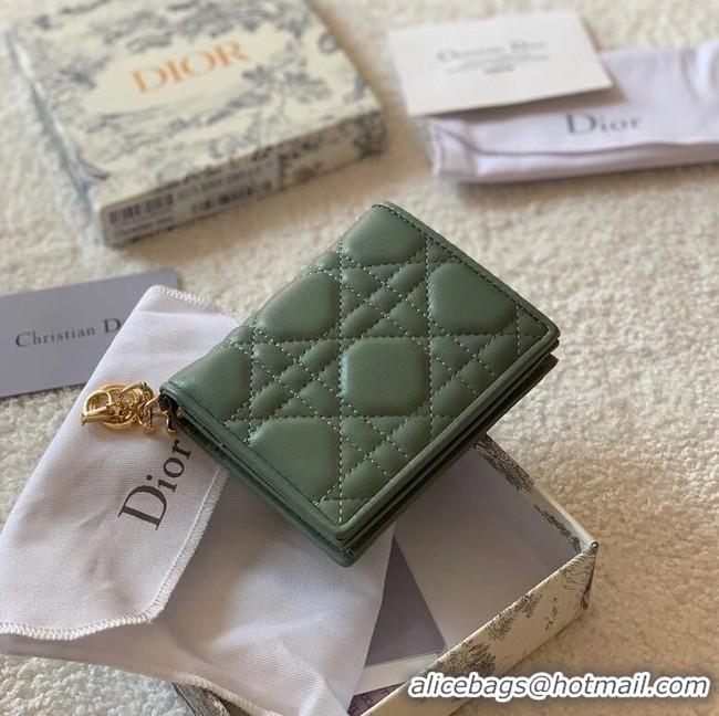 Buy Cheapest MINI LADY DIOR WALLET Cannage Lambskin S0178 green