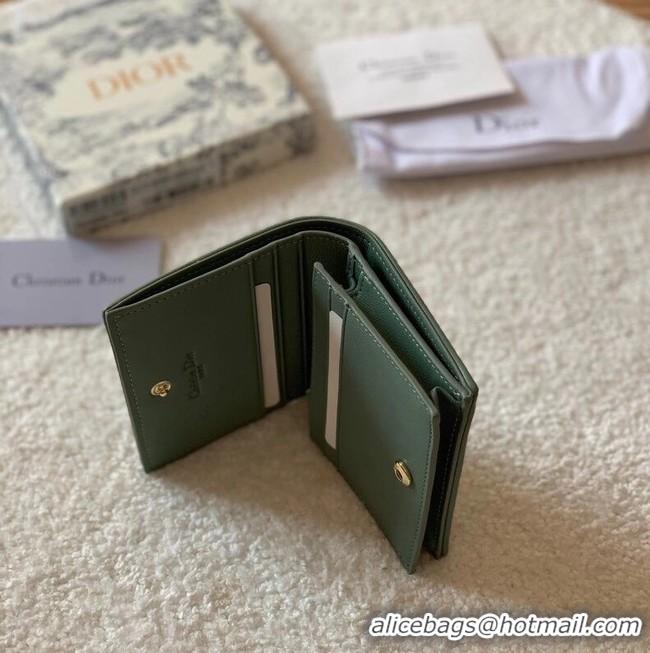 Buy Cheapest MINI LADY DIOR WALLET Cannage Lambskin S0178 green