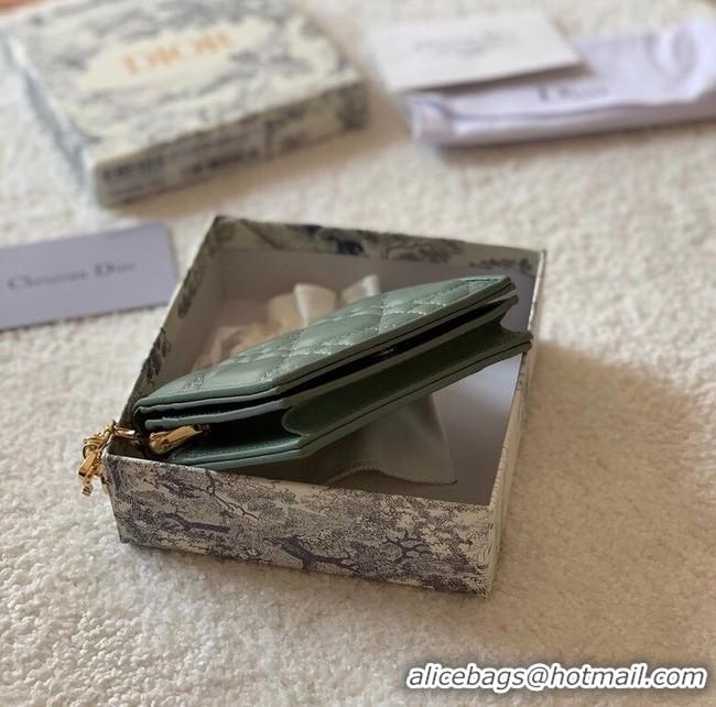 Buy Cheapest MINI LADY DIOR WALLET Cannage Lambskin S0178 green