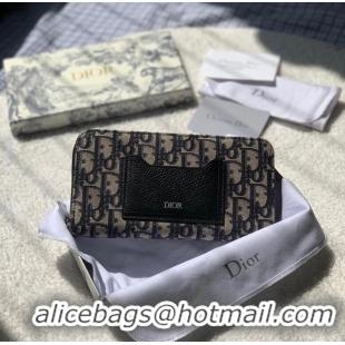 Buy Discount Dior 30 MONTAIGNE Blue Dior Oblique Jacquard ZIPPY wallet S5539