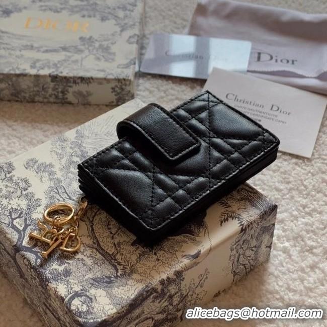 Traditional Specials LADY DIOR 5-GUSSET CARD HOLDER Vents Patent Cannage Calfskin S0074OV black