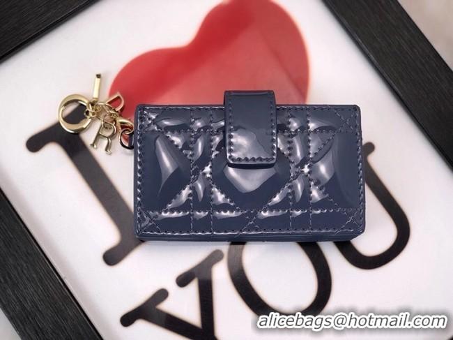 Good Taste LADY DIOR 5-GUSSET CARD HOLDER Vents Patent Cannage Calfskin S0074OV blue