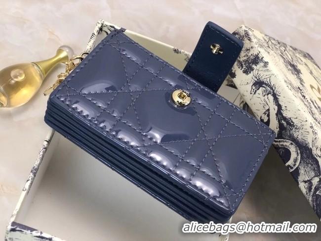 Good Taste LADY DIOR 5-GUSSET CARD HOLDER Vents Patent Cannage Calfskin S0074OV blue