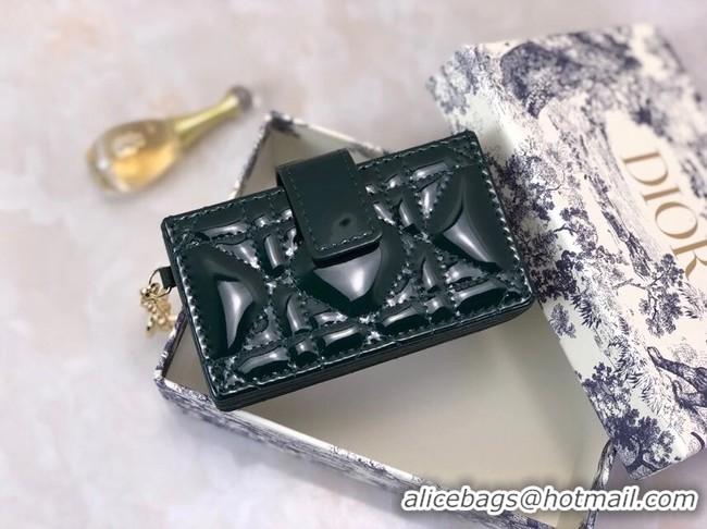 Luxury Cheap LADY DIOR 5-GUSSET CARD HOLDER Vents Patent Cannage Calfskin S0074OV blackish green