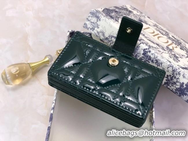 Luxury Cheap LADY DIOR 5-GUSSET CARD HOLDER Vents Patent Cannage Calfskin S0074OV blackish green