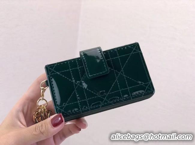 Luxury Cheap LADY DIOR 5-GUSSET CARD HOLDER Vents Patent Cannage Calfskin S0074OV blackish green