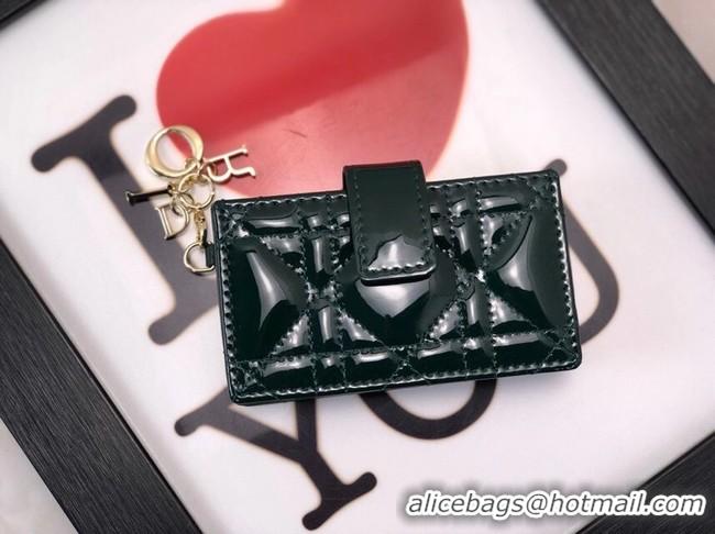 Luxury Cheap LADY DIOR 5-GUSSET CARD HOLDER Vents Patent Cannage Calfskin S0074OV blackish green