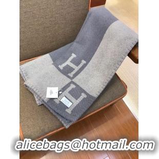 Promotional Hermes Lambswool & Cashmere Shawl & Blanket 71155 light grey