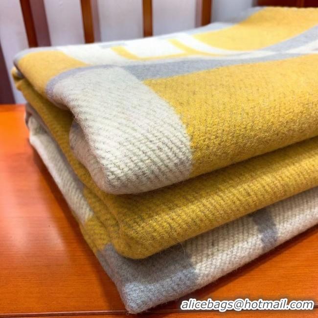 Good Taste Hermes Lambswool & Cashmere Shawl & Blanket 71155 yellow