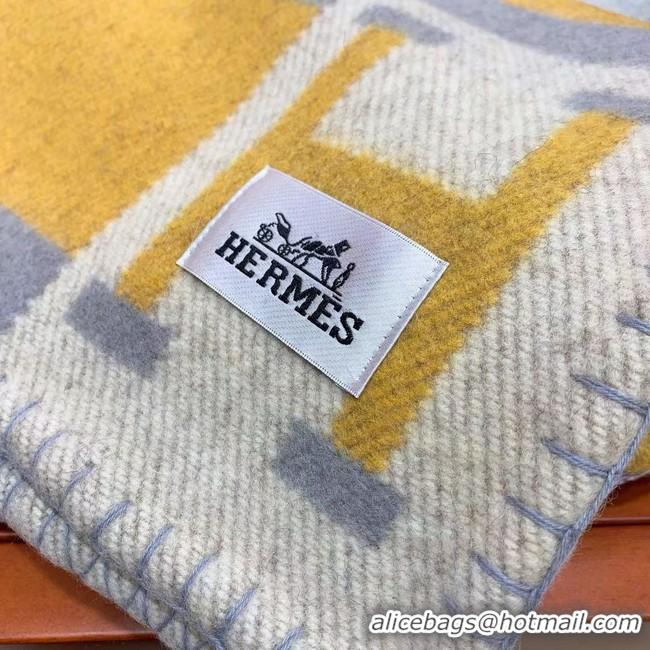 Good Taste Hermes Lambswool & Cashmere Shawl & Blanket 71155 yellow