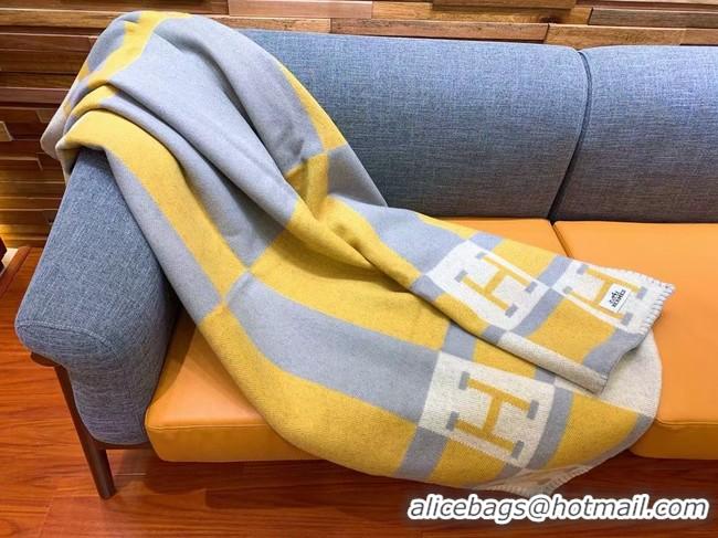 Good Taste Hermes Lambswool & Cashmere Shawl & Blanket 71155 yellow