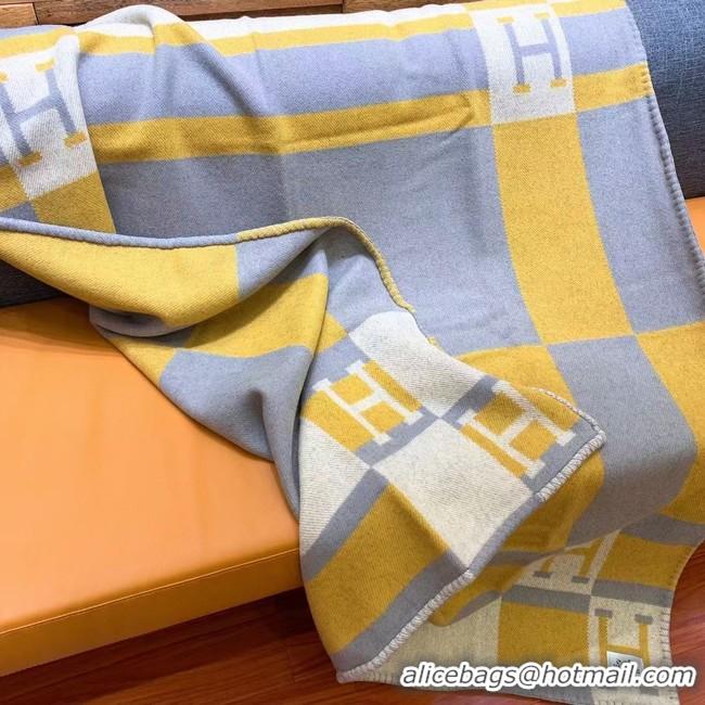 Good Taste Hermes Lambswool & Cashmere Shawl & Blanket 71155 yellow