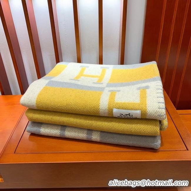 Good Taste Hermes Lambswool & Cashmere Shawl & Blanket 71155 yellow