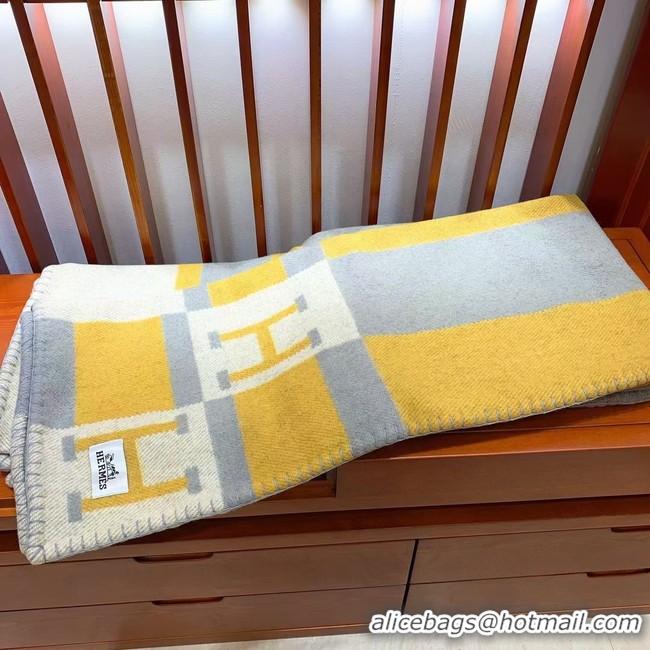 Good Taste Hermes Lambswool & Cashmere Shawl & Blanket 71155 yellow