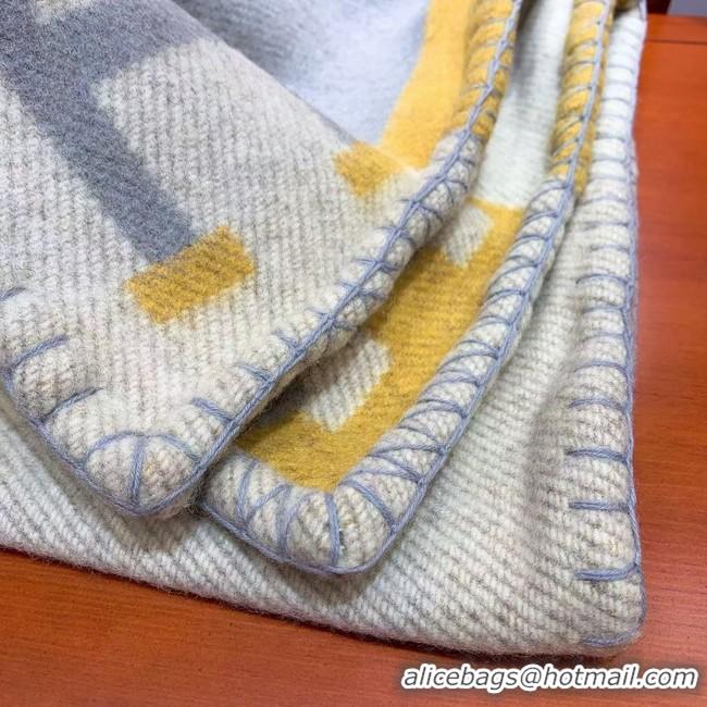 Good Taste Hermes Lambswool & Cashmere Shawl & Blanket 71155 yellow