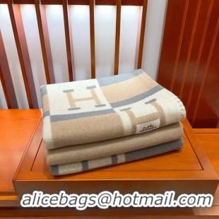 Traditional Discount Hermes Lambswool & Cashmere Shawl & Blanket 71155 light blue