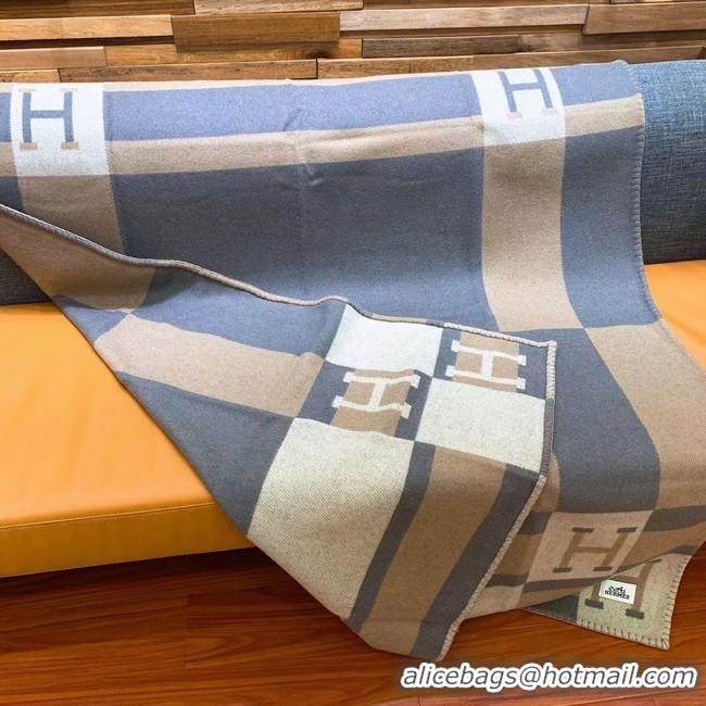 Traditional Discount Hermes Lambswool & Cashmere Shawl & Blanket 71155 light blue