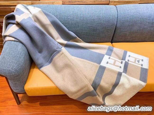 Traditional Discount Hermes Lambswool & Cashmere Shawl & Blanket 71155 light blue