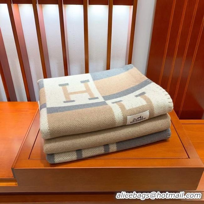 Traditional Discount Hermes Lambswool & Cashmere Shawl & Blanket 71155 light blue