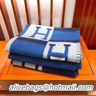 Promotional Hermes Lambswool & Cashmere Shawl & Blanket 71155 blue