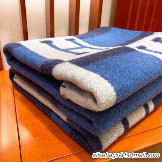 Promotional Hermes Lambswool & Cashmere Shawl & Blanket 71155 blue