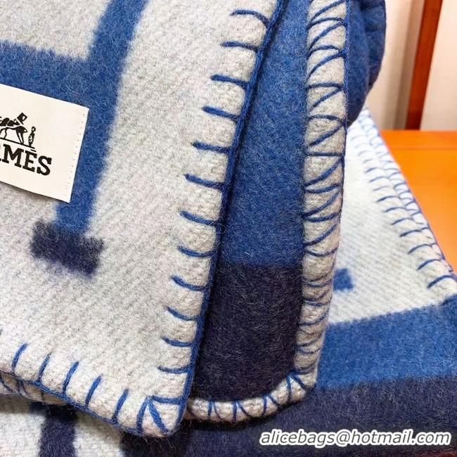 Promotional Hermes Lambswool & Cashmere Shawl & Blanket 71155 blue